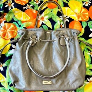 NINE WEST Handbag Tote Bag Purse Silver Metallic Leather. Excellent condition.